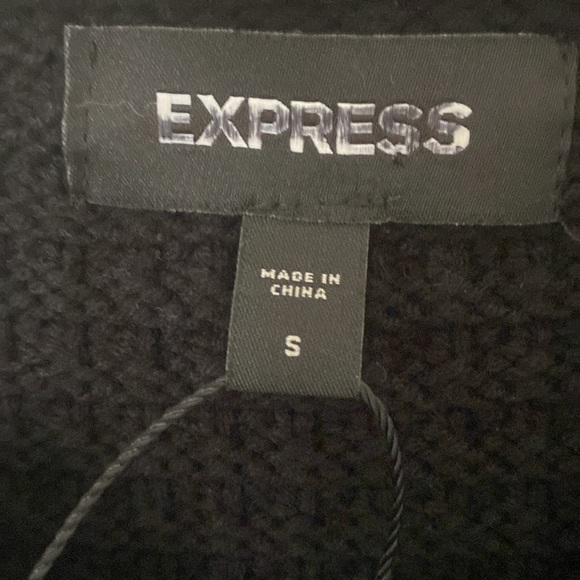 “Express” black, waffle, rhinestone button sweater/blazer; size small; NWOT - Picture 8 of 9